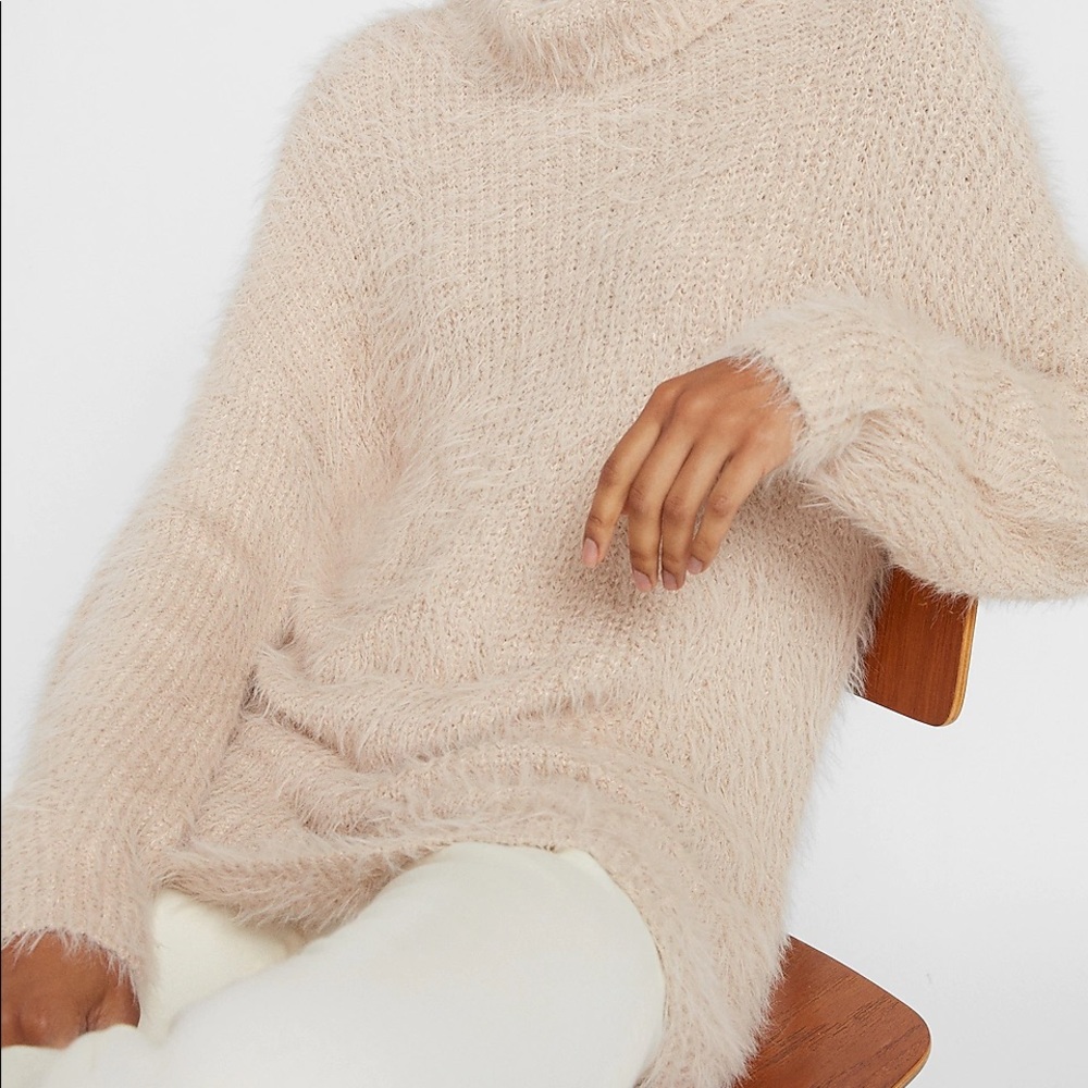 Fuzzy Cowl Neck Sweater